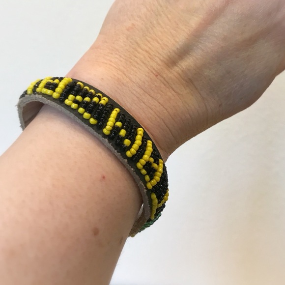 Beaded Leather Bracelet from Tanzania - Picture 2 of 3